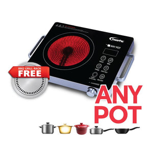 POWERPAC PPIC831 CERAMIC COOKER WITH BBQ