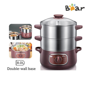 BEAR DZG-D80A1 TIER INTELLIGENT ELECTRIC SS FOOD STEAMER 8L 800W